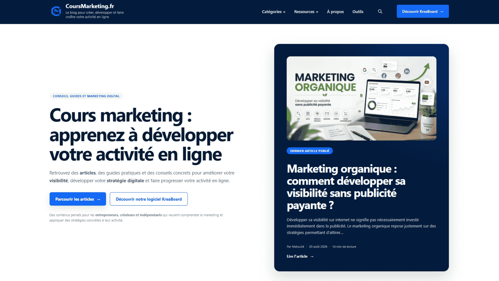 Aperçu du projet CoursMarketing